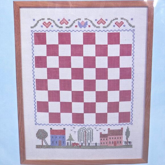 Vintage Country Stitching Cross Stitch‎ Kit 334 Checkerboard Sampler 14x18 Linen - Picture 4 of 6
